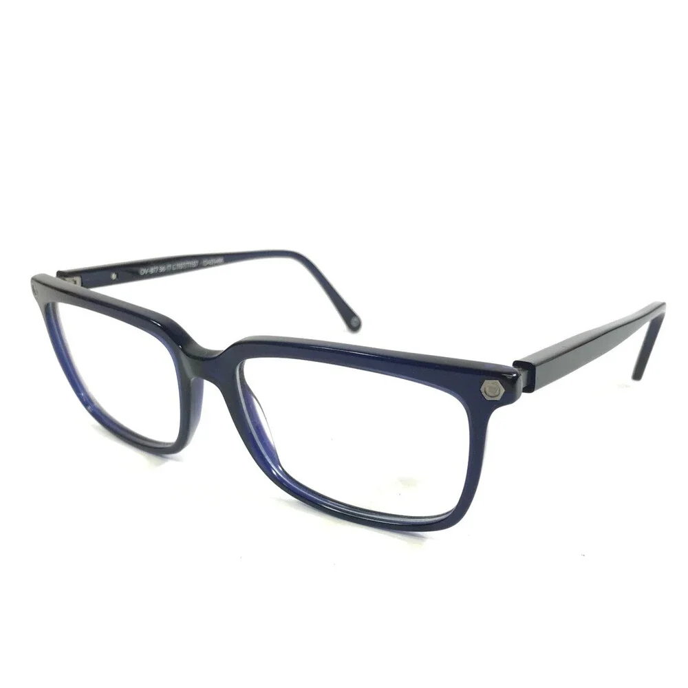O-SIX Eyeglasses Frames OV-817 C.1157/T1157 Blue Rectangle Full Rim 56-17-135